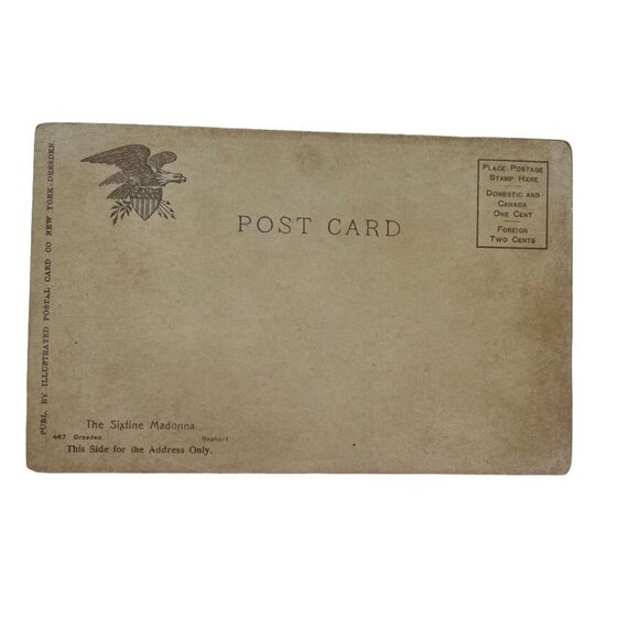 Vintage Religious Postcard Sistine Madonna Raphael 1900s Collectible Art Print u - Picture 2 of 2